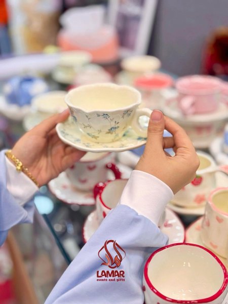 كوب هاند ميد نقش ازرق